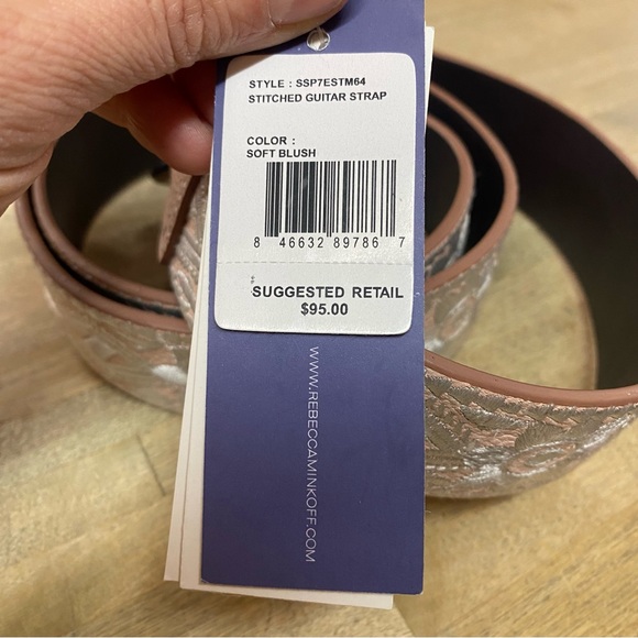 REBECCA MINKOFF Stitched Guitar Strap Replacement Bag Strap Soft Blush NWT $95 - Picture 3 of 6